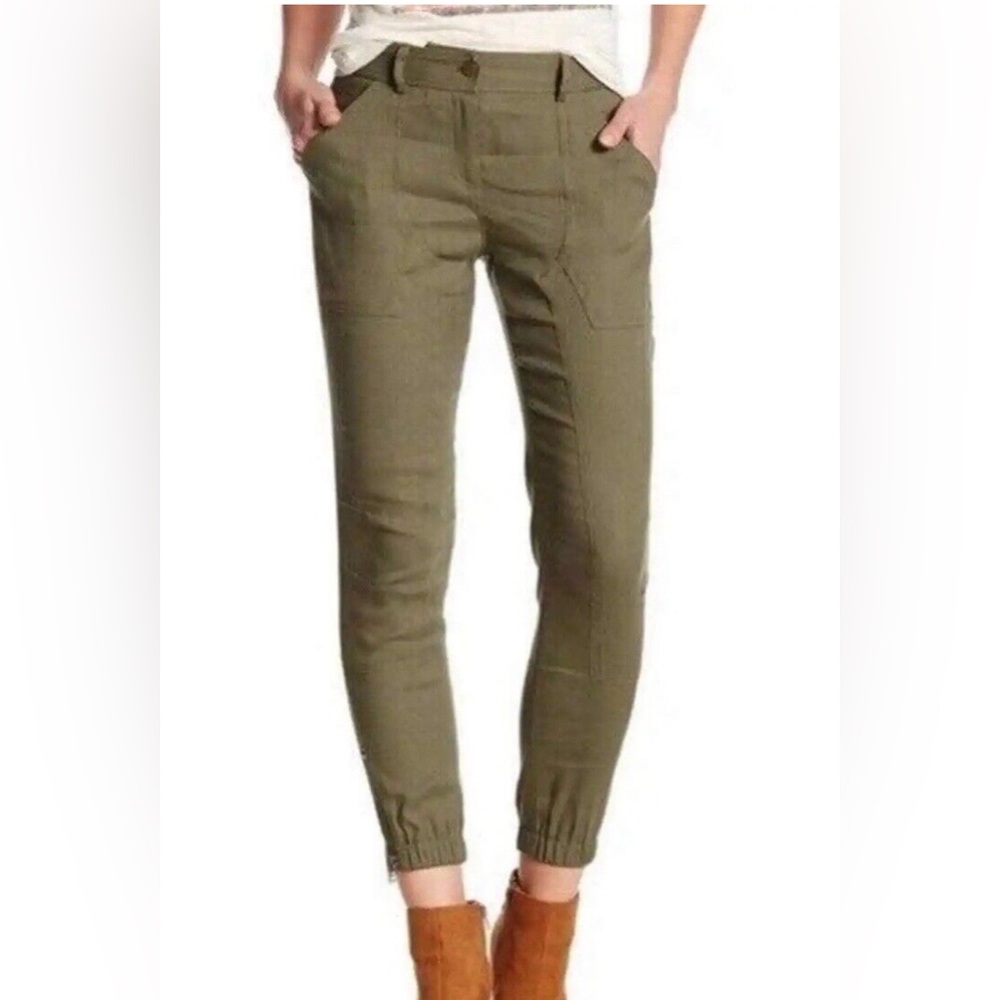 Veronica Beard Crop Linen Blend Cargo Joggers Size 4- EUC